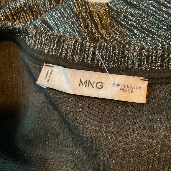 Mango Dress Pewter Silver Drop Waist Shimmery Knot Sheath Mini‎ Size 10 Medium - Picture 5 of 9